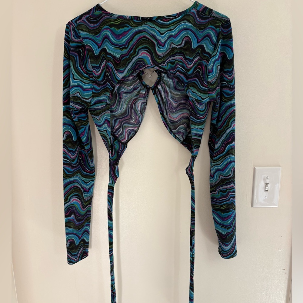 Vintage 2010s Rue21 Mesh Rave Crop Top | Y2K Electroclash Festival Glow - Picture 6 of 6